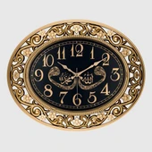 DUVAR SAATİ AKRİLİK ESKİTME BOYALI ALLAH-MUHAMMED-VAV ÇAP:60cmx 50cm ABS KASA AKAR SANİYELİ MEKANİZMA ÖZEL KABARTMALI PVC KADRAN METALİK AKREP YELKOVAN SANİYE MİNERAL - 1
