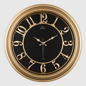 1963-A DUVAR SAATİ ALTIN SARISI ÇERÇEVELİ İÇ SİYAH 46cm KABARTMA RAKAMLI SELEFON KORUMALI AMERİKAN BRİSTOL KADRAN METAL AKREP/YELKOVAN/SANİYE AKAR SANİYELİ MEKANİZMA AKRİLİK BOYA MİNERAL CAM - 1