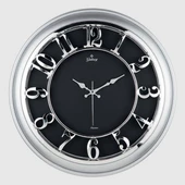 DUVAR SAATİ GÜMÜŞ GRİ ÇERÇEVELİ İÇİ SİYAH 45CM KABARTMA RAKAMLI SELEFON KORUMALI AMERİKAN BRİSTOL KADRAN METALİK AKREP/YELKOVAN/SANİYE AKAR SANİYELİ MEKANİZMA AKRİLİK BOYA ABS HAMMADDE MİNERAL CAM - 1