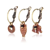 KL- ÜÇLÜ KOMBİN RENKLİ KÜPE KIRMIZI BAYKUŞ FİL ER - 1