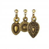 KL- ÜÇLÜ OBJE ETNİK MODEL ESKİTME GOLD RENK KÜPE - 1