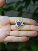 Doğal Taş Ametist Doğal Taşlı Yıldız Model Telkari Kadın Ayarlanabilir Gümüş Kaplama Yüzük euy60amtr thumbnail 3