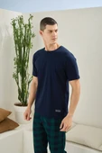 KLY Kısa Kollu Altı Kareli Capucina Rengi Yazlık Erkek Pijama Takımı - 3