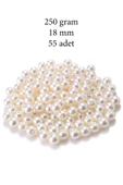 250 gram 18mm Krem Renk Plastik İnci Boncuk Çanta ve Takı Yapım Boncuğu (~55 adet) - 1