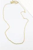 Çelik Zincir Kolye - 45 cm - Altın - 1