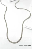 Uzun  İtalyan Çelik  Kolye-60cm - Gümüş - 1