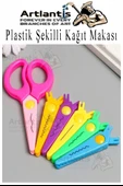 Şekilli Makas Plastik 6 lı 1 Paket Değişebilen Desenli Tırtıklı Makas Güvenli Plastik Çocuk Şekil Makas Okul Öncesi - 1
