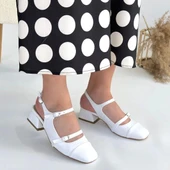 Doran Beyaz Cilt Topuklu Ayakkabı - 4