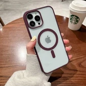 İphone 12 Pro Max Magsafe Uyumlu Magsafe Uyumlu Mat Çerçeveli Telefon Kılıfı thumbnail 3