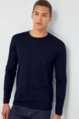 Bisiklet Yaka Basic Sweatshirt Slim Fit 2 iplik Esnek Kumaş - 1