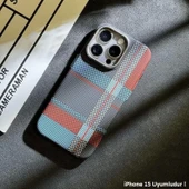 iPhone 15 MagSafe Uyumlu Kılıf Carbon Desenli Premium Kapak thumbnail 5