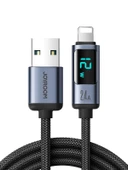 Joyroom 2,4A USB'den Lighting Dijital Ekranlı Göstergeli Şarj Kablosu 1.2MT - 1