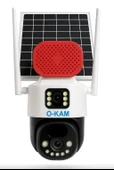 O-KAM Pro 7015 Wi-Fi 360? Güneş Enerjili 5MP 1 Sabit 1 Hareketli Gece Görüşlü Sirenli Akıllı Kamera IP66 (WiFi Solar Ene - 1