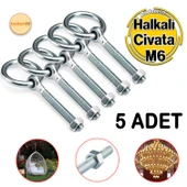 M6 Somunlu 5 li Delikli Halka Metal Paslanmaz Civata Sabitleme Çekme Kaldırma Tavan Kancası Asma Kit - 1