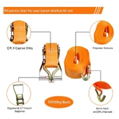 Spanzet Cırcırlı Gırgır Yük Gerdirme Halatı Eşya Sabitleme Sapan 5 Ton 10 Metre Emniyet Kemerli - 3