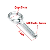 M8 Somunlu 5 li Delikli Halka Metal Paslanmaz Civata Sabitleme Çekme Kaldırma Tavan Kancası Asma Kit thumbnail 2