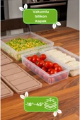 Vakumlu Silikon Kapaklı Dondurucuya Mikrodalgaya Uygun Erzak Saklama Kabı 12'li Set - 4