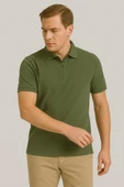 Erkek Kısakol Polo Yaka Fermuarlı Tshirt Haki - 3