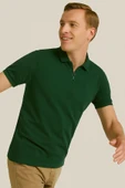 Erkek Kısakol Polo Yaka Fermuarlı Tshirt Yeşil thumbnail 1