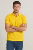 Erkek Kısakol Polo Yaka Fermuarlı Tshirt Sarı - 1