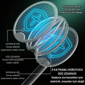 Coofbe Katlanabilir Şarjlı 12000maH 300V 5 Katmanlı Uv Işıklı Elektrikli Sivrisinek Öldürücü Raket Sinek Öldürücü Sineksavar - 4