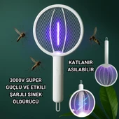 Coofbe Katlanabilir Şarjlı 12000maH 300V 5 Katmanlı Uv Işıklı Elektrikli Sivrisinek Öldürücü Raket Sinek Öldürücü Sineksavar - 2