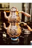El Işlemesi Bakır Çaydanlık Papatya Model Küçük Boy - 3