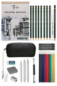 Fio A4 Eskiz Defteri Kalemlikli Eskiz Seti Karakalem Çizim Seti Kuruboya Seti Jel Kalem Kömür Kalem thumbnail 1
