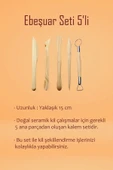 Beyaz Seramik Hamuru 3 kg Kil Ebeşuar Seti 6x15 ml Guaj Boya Seti Düz Fırça Seramik Kili Oyun Hamuru thumbnail 3