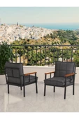 Modern Serisi Bahçe Takımı, Bahçe Mobilyası, Metal Koltuk Takımı - 3+1+1 Sehpalı - Efes Koyu Gri - 4