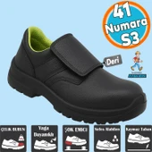 İş Ayakkabısı Deri Çelik Burunlu Kaymaz Tabanlı Güvenlik Kaynak Ayakkabıları S3 Cırtlı 41 Numara thumbnail 1