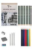 Fio A4 Eskiz Defteri 90g Eskiz Seti Dereceli Kalem Seti Kuruboya Seti Karakalem Çizim Seti thumbnail 1