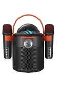 Bluetooth Aile Parti Seti Kablosuz Çift Mikrofon 6 Ses Degıstırme Siyah - 1
