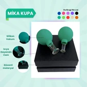 Silikon Vakumlu Mika Yüz Masaj Kupası 2'li Set Yeşil - 1