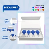 Silikon Vakumlu Mika Yüz Masaj Kupası 4'lü Set Mavi - 1