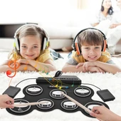 Ayt Magicvoice G3002 Elektronik Bateri Roll UP Davul Matı Kiti 7 Ped Elektro Baterisi Davul Seti Müzik Aleti - 1