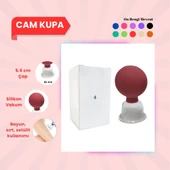Silikon Vakumlu Cam Yüz Masaj Kupası No:4 Kırmızı - 1