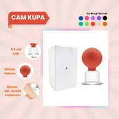 Silikon Vakumlu Cam Yüz Masaj Kupası No:4 Turuncu - 1