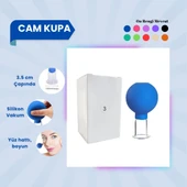 Silikon Vakumlu Cam Yüz Masaj Kupası No:3 Mavi - 1