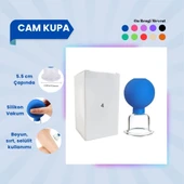 Silikon Vakumlu Cam Yüz Masaj Kupası No:4 Mavi - 1