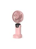 BATUR Taşınabilir Mini El Fanı 5 Ayarlı LED Ekranlı Mini El Tipi Hızı Sessiz Çalışma SL608 - PEMBE - 4
