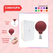 Silikon Vakumlu Cam Yüz Masaj Kupası No:1 Kırmızı - 1