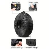 Glanz Oto Lastik Saklama Çantası 13 – 18 inç Stepne Kılıfı Yaz Kış Lastiği Taşıma Çantası - 4