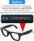 Hibloks 4 Adet Polarize Klips Ray-Ban Meta Wayfarer Akıllı Gözlük - Large - 3