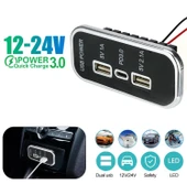 Type-C USB 3 Portlu Araç Şarj Soketi Adaptörü 12V-24V - 3