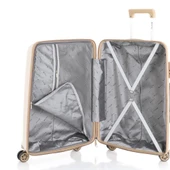 MÇS Bavul Büyük ve Kabin 2li Set Kırılmaz Silikon Valiz V305 Kemik/Şampanya thumbnail 9