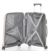 MÇS Bavul Büyük ve Kabin 2li Set Kırılmaz Silikon Valiz V305 Kemik/Gri - 3