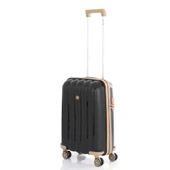 MÇS Bavul Büyük ve Kabin 2li Set Kırılmaz Silikon Valiz V305 Siyah/Şampanya - 6