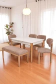 Paris Rodi Banklı Lak Panel Mutfak Masa Sandalye Takımı 80x130cm - 1