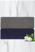2 li Lüks El Yüz Havlu Seti 50x90 Cm %100 Pamuklu Gramajlı Grinja - 6